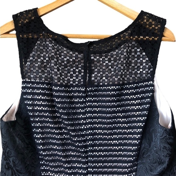 Anthropologie Moulinette Soeurs Sheath Dress 16 Black Floral Crochet Jacquard - Picture 5 of 8